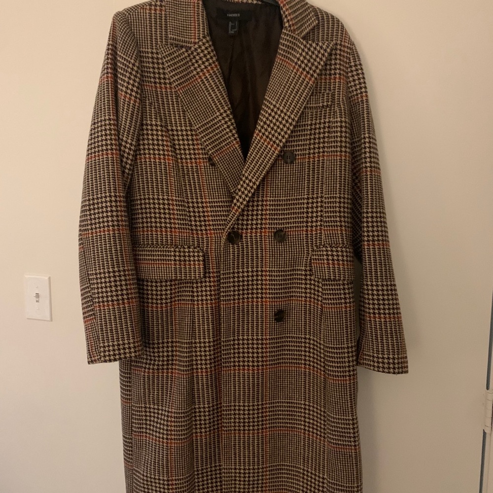 Forever 21 Check Pattern Trench Coat